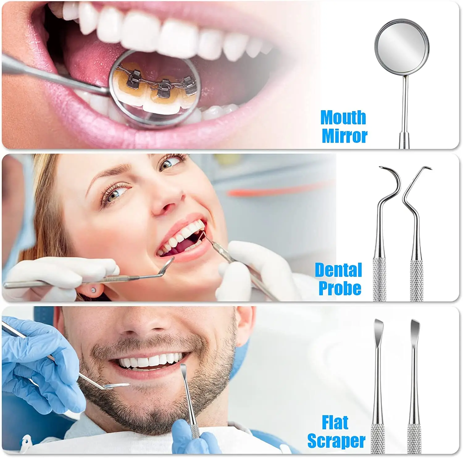 3pcs/4pcs Stainless Steel Dent - Dental Mirror Probe ulasan dan harga