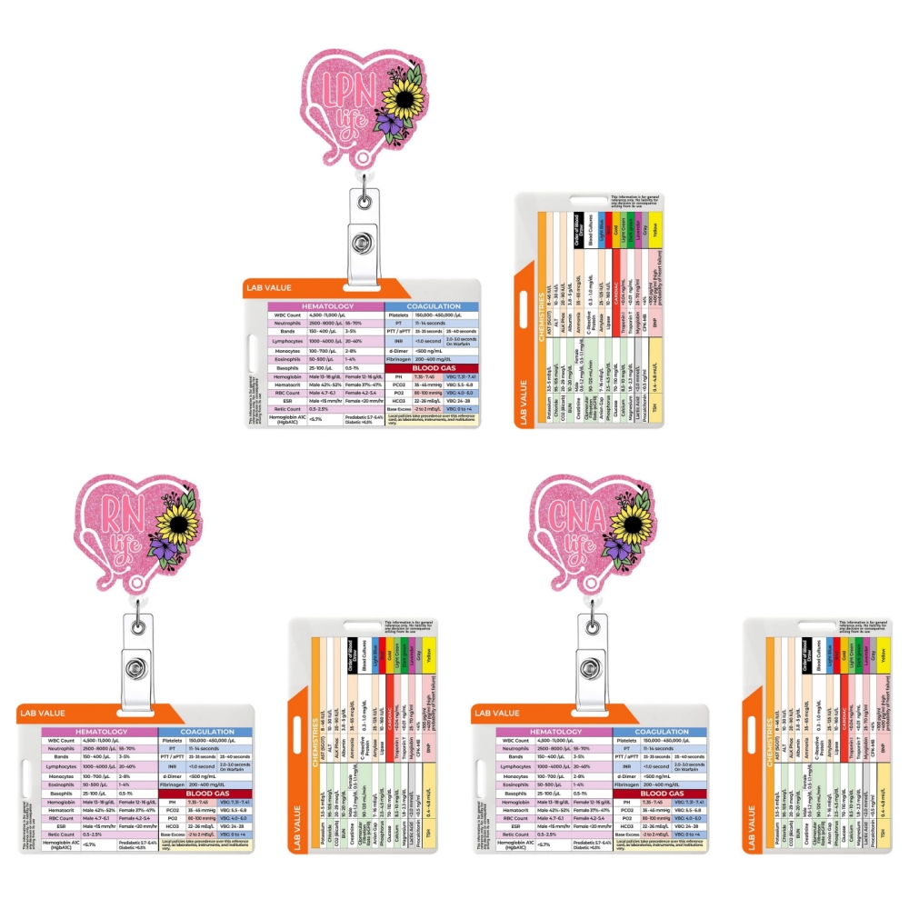 Glitter Acrylic Nurse Badge Re - Medical Lab Values ulasan dan harga